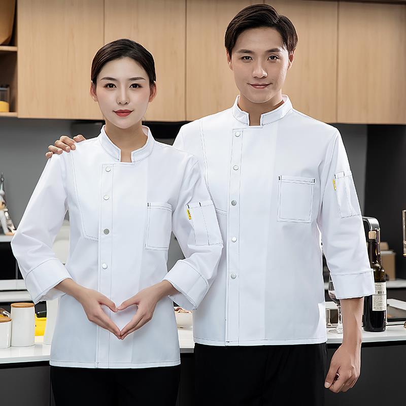 コックコート 男女兼用 長袖 半袖 秋冬 ホテル 厨房 飲食店 レストラン ケーキ屋 ベーカリー パン屋 製菓 食堂 作業着 ユニフォーム 吸湿速乾 綿混 ポリ...