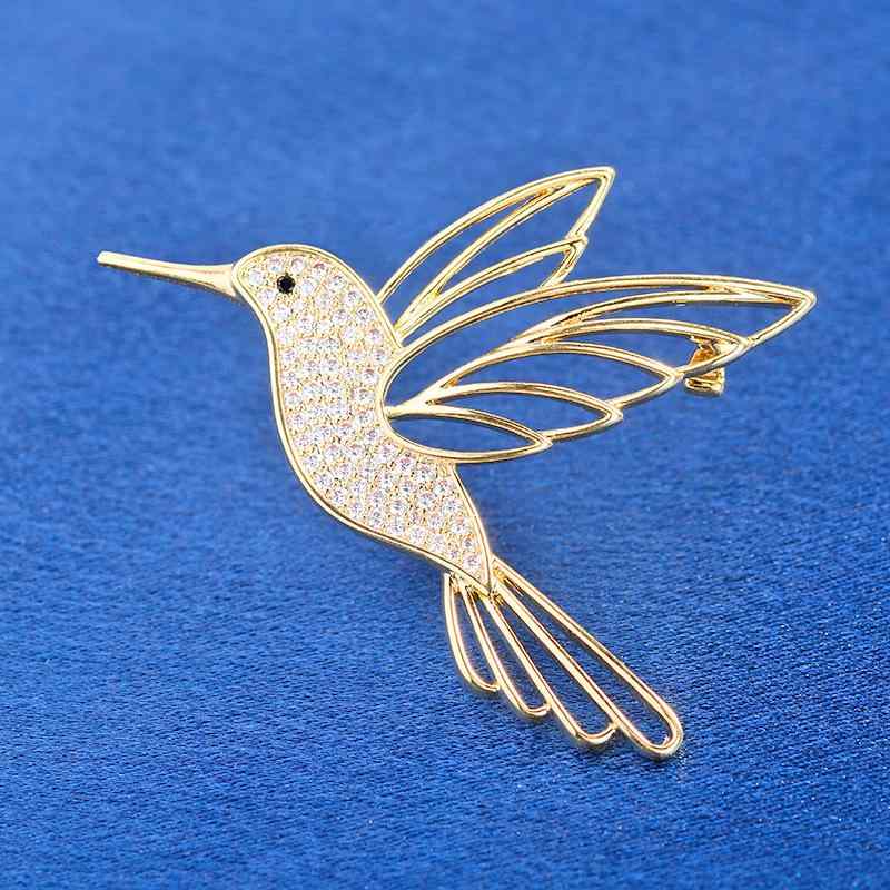 ブローチ 男女兼用 ハチドリ 小鳥 動物モチーフ 個性的 シンプル 高級感 おしゃれ ワンポイント ファッ..