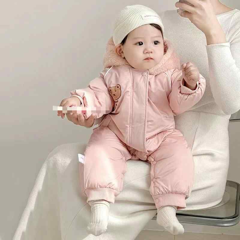 ロンパース ベビー 男の子 女の子 秋冬 防寒 フード付き 裏起毛 厚手 あったか くま耳 うさぎ耳 かわいい カバーオール つなぎ お出かけ ジップアップ ポリエステル