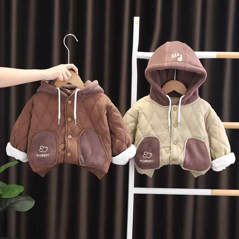 ジャケット キッズ 男の子 ベビー 秋冬 フード付き 裏起毛 厚手 綿 コットン素材 中綿ジャケット チェ..