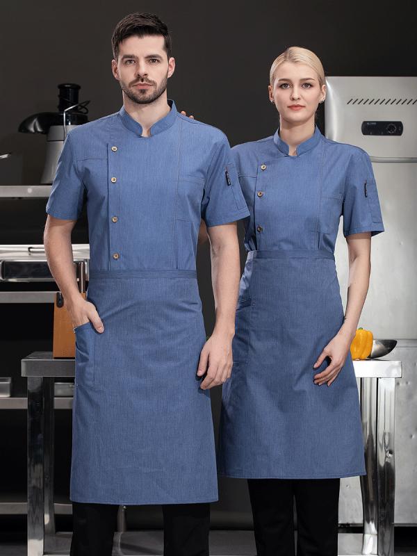 コックコート 男女兼用 半袖 吸湿速乾 上質 厨房 キッチン 作業着 ユニフォーム 調理服 調理白衣 ホテル レストラン 飲食店 ケーキ屋 パン屋 焼肉店 高級...