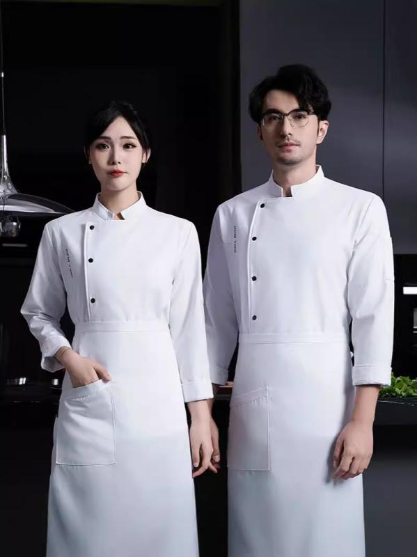 コックコート 男女兼用 長袖 秋冬 裏起毛 ホテル 飲食店 レストラン 厨房 調理服 学校給食 製菓 ベーカ..