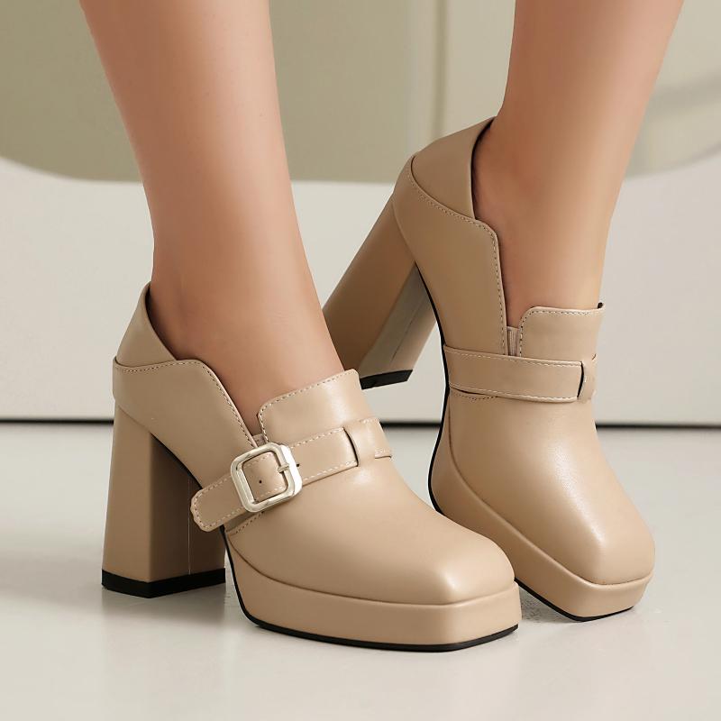 メリージェーンシューズ レディース 低身長向け 厚底 ハイヒール チャンキーヒール ラウンドトゥ ストラップ バックルベルト パンプス 春夏 日常使い 通勤 P...