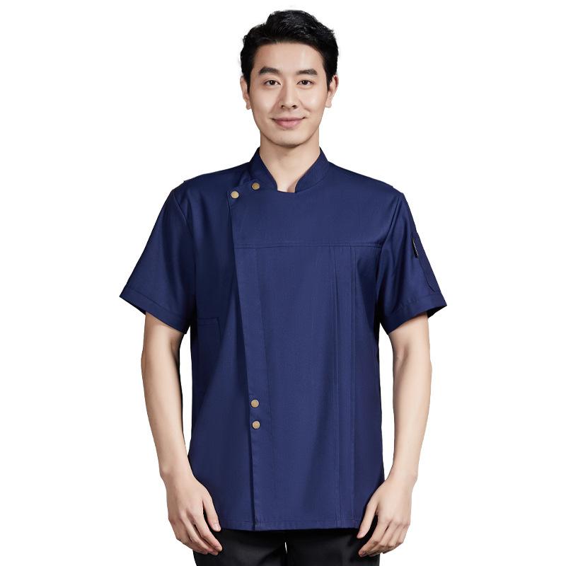 コックコート 男女兼用 メンズ レディース 半袖 春夏 厨房 調理服 作業着 飲食店 レストラン ベーカリー カフェ 吸湿速乾 通気性 軽量 綿混素材 白 黒 ...