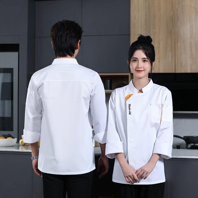 調理用ウェア シェフ 作業服 ユニセックス 男女兼用 防水 防油 吸湿速乾 長袖 秋冬 綿混 ポリエステル..