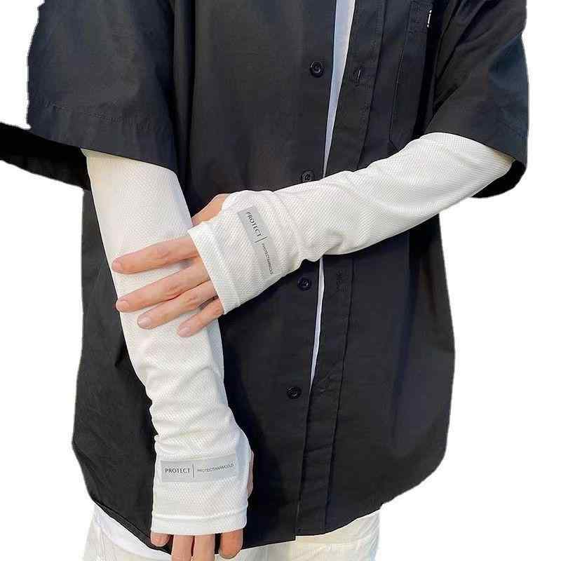 アームカバー 男女兼用 反射ロゴ 接触冷感 UVカット 日焼け対策 ゆったり フェイスカバー ネックガード..