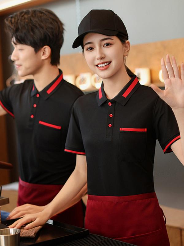 ポロシャツ レディース 飲食店 ユニフォーム 半袖 レストラン ホールスタッフ 厨房 カフェ 接触冷感 吸湿速乾 ポリエステル 春夏