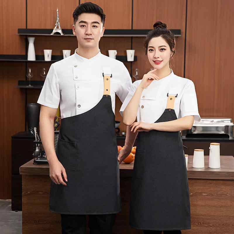 コックコート メンズ 男性用 シェフ 調理服 厨房着 半袖 スタンドカラー 春夏 吸湿速乾 綿混 ポリエステル 飲食店 ホテル レストラン カフェ ベーカリー ...