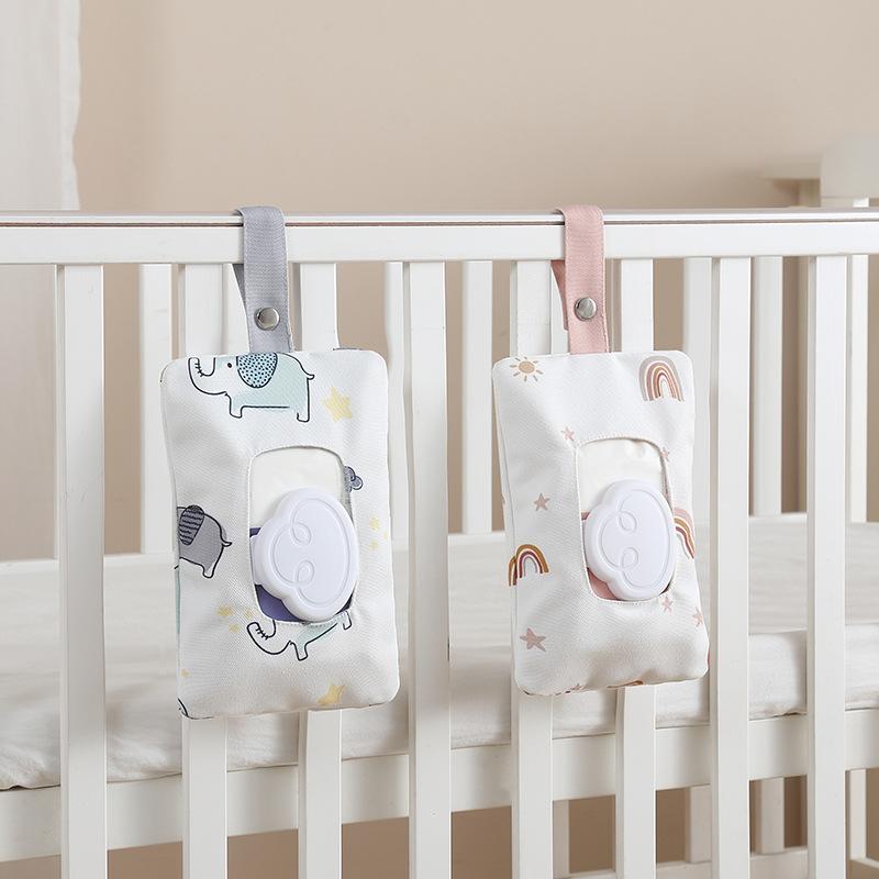 ベビー 赤ちゃん 携帯用 おしりふき ウェットティッシュ 収納ポーチ フタ付き 簡単開閉 取り出しやすい..