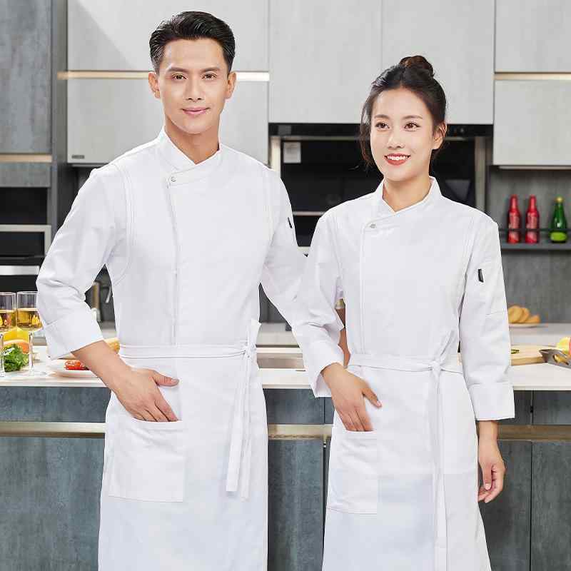 コックコート メンズ 長袖 高級感 通気性 吸湿速乾 立ち襟 ホテル レストラン 飲食店 厨房 料理人 シェフ パティシエ 調理服 ユニフォーム ポリエステル綿...