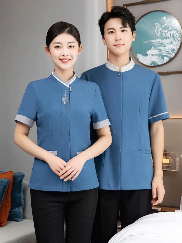 作業服 男女兼用 半袖 夏用 ホテル 清掃員 クリーンスタッフ ビルメンテナンス 施設管理 商業施設 受付..