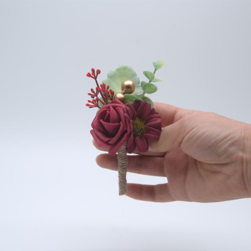 コサージュ リストブーケ 結婚式 ウェディング 披露宴 新婦 花嫁 ブライズメイド 前撮り 上品 バラ ローズ 造花 アーティフィシャルフラワー ポリエチレン アイボリー オレンジ ブルー ワインレッド