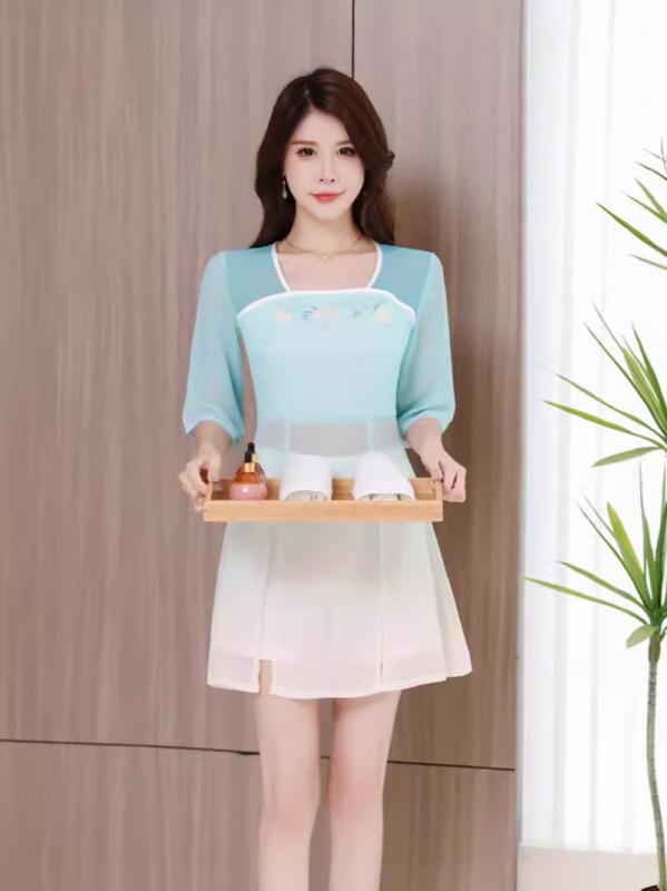 ワンピース レディース 春夏 婦人服 セラピスト 整体 エステ 足浴店 施術用 ユニフォーム 制服 ワーク..