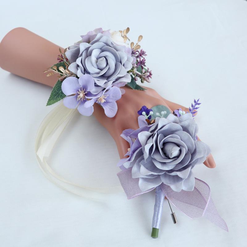 ウェディング コサージュ リストブーケ 新郎新婦 ブライズメイド アッシャー ゲスト 造花 結婚式 披露宴 パーティー イベント ハンドメイド シルクフラワー エレガント 二次会(x2)