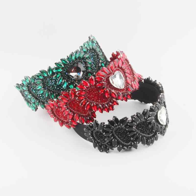 カチューシャ レディース 女性用 幅広 バロック風 総ラインストーン ハート 高級感 欧米風 ヘアバンド 髪飾り 上品 エレガント レトロ ヘッドドレス パーティー お呼ばれ