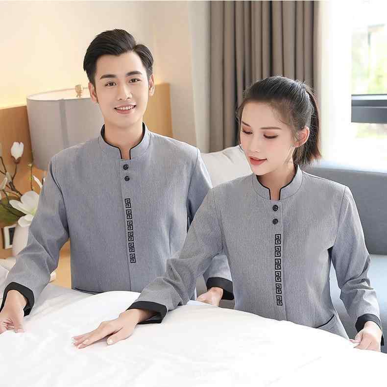 清掃服 男女兼用 長袖 中綿入り 厚手 防寒 ユニフォーム 作業服 ホテル 旅館 ビル管理 商業施設 家事代..