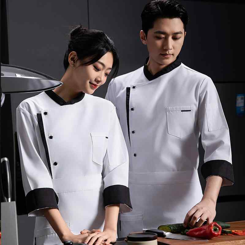 コックコート 男女兼用 長袖 シェフ服 厨房服 作業服 制服 ユニフォーム ホテル レストラン 飲食店 料理人 パティシエ ベーカリー 吸湿速乾 ポリエステル ...