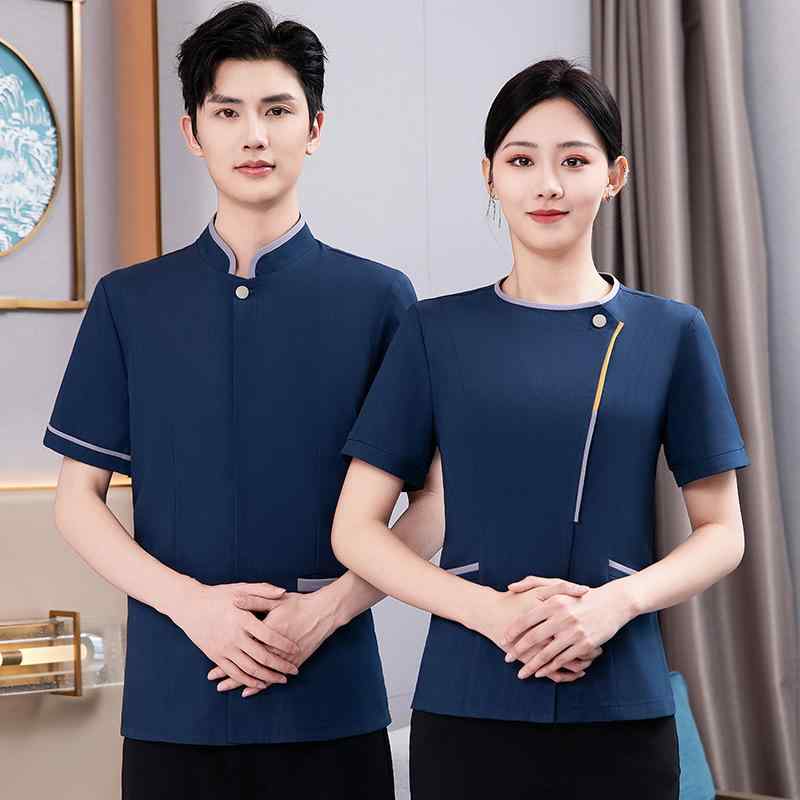 作業服 レディース 清掃スタッフ ホテル 客室サービス 家事代行 ビル管理 商業施設 半袖 ユニフォーム 吸湿速乾 ポリエステル 伸縮性 通気性 夏用