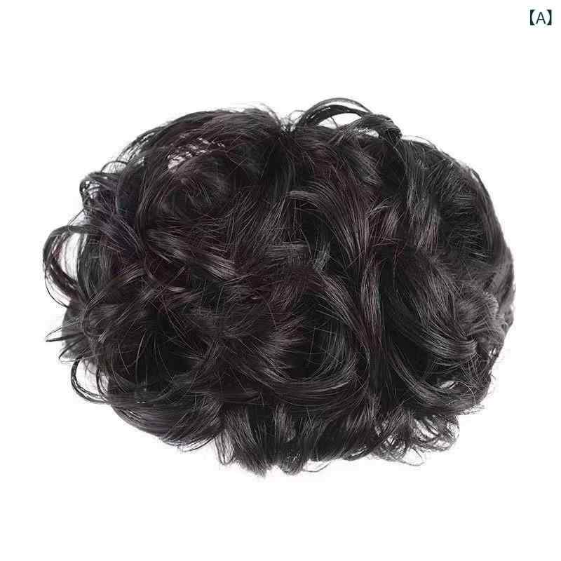 way-ugoのウィッグ レディース お団子 つけ毛 ヘアピース クリップ式 バンスクリップ 簡単装着 時短 無造作 ふんわり ボリュームアップ 耐熱ファイバー 髪飾り ブラック系 ブラウン系｜アングル2