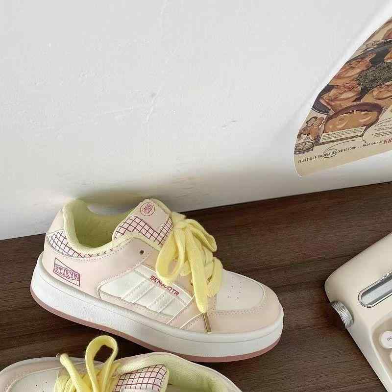 スニーカー レディース 厚底 白 カジュアル 配色 切り替え レースアップ PUレザー ゴム底 プラットフォームシューズ 運動靴 通学 普段使い 脚長効果 春夏