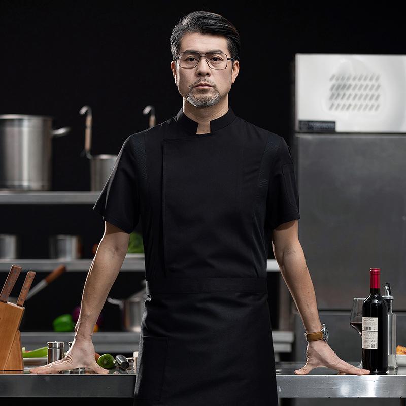 コックコート 男女兼用 半袖 薄手 軽量 シェフウェア 調理服 厨房服 ホテル 飲食店 レストラン カフェ ベーカリー 製菓 ユニフォーム 作業着 吸湿速乾 混...