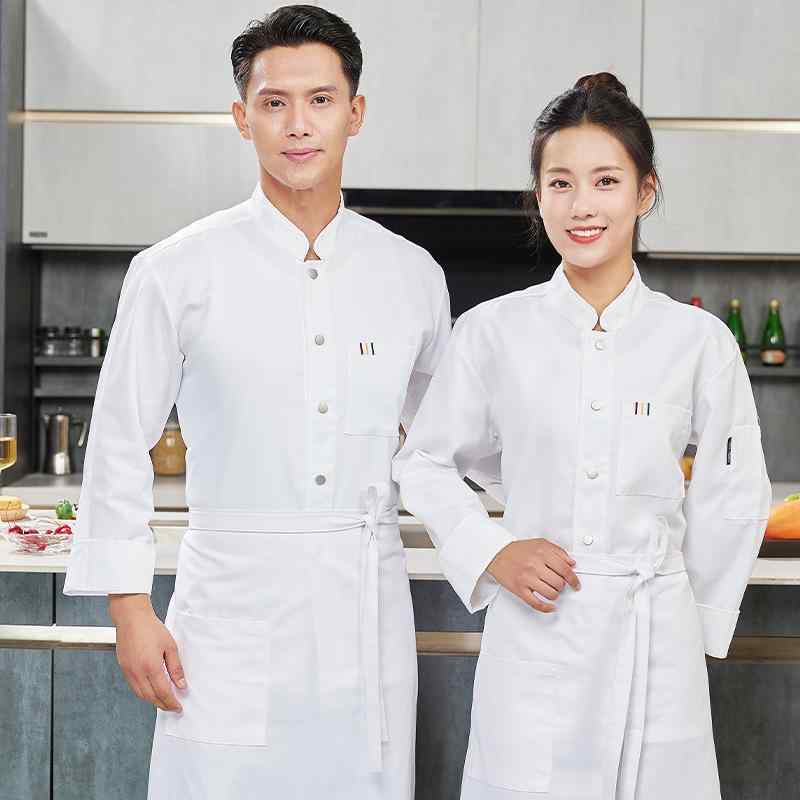 コックコート 男女兼用 シングルブレスト 裏起毛 シェフ 調理服 ワークウェア 長袖 飲食店 食堂 レストラン 厚手 防寒 保温 吸湿速乾 ポリエステル スタン...