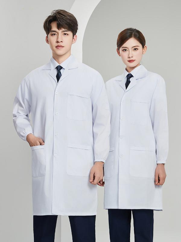 ワークコート ユニセックス 男女兼用 制電 作業服 防汚 耐摩耗 T/C素材 長袖 襟付き 工場作業用 軽作業 運搬 製造 サービスウェア ロング丈 白 グレー...