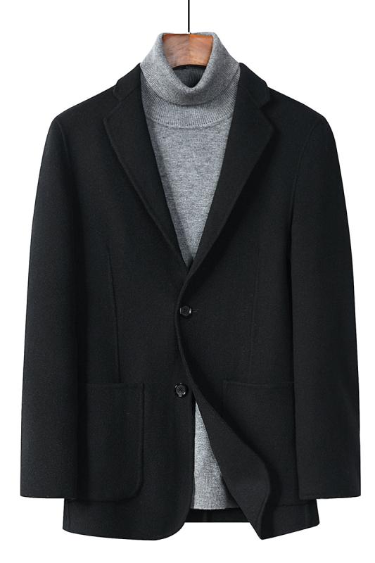 ジャケット メンズ ショート丈 ルーズフィット ダブルフェイス ウール カシミヤ テーラード 無地 シングルブレスト カジュアル 春秋アウター グレー ブラック キャメル