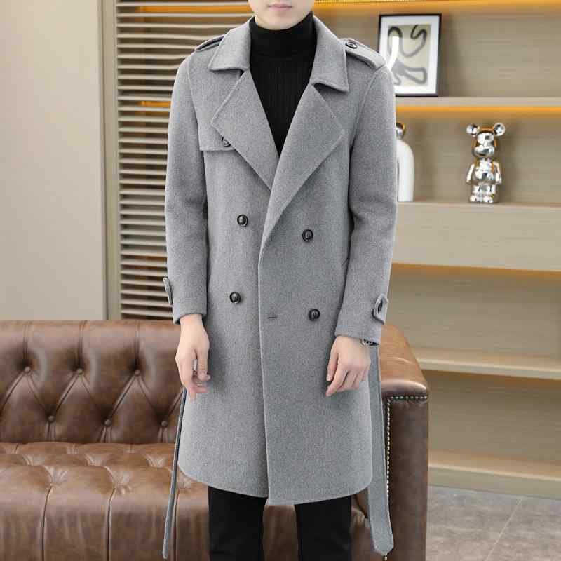 楽天way-ugoコート メンズ 秋冬 ダブルブレスト ロング丈 ダブルフェイス ウールコート テーラードカラー ビジネス 通勤 カジュアル 上品 ベルト付き グレー ブラック コーヒー