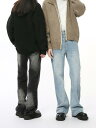 デニムパンツ メンズ 男性用 韓国風 個性的 スプラッシュペイント ブリーチ加工 色落ち 微フレア ブーツカット ルーズフィット レトロ ヴィンテージ 普段使い オールシーズン 綿混 コットンブレンド