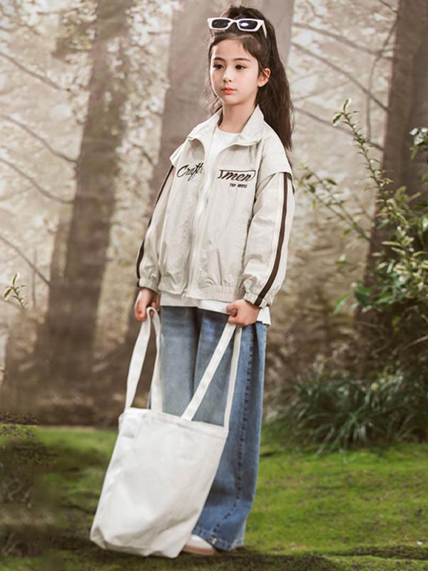 ウィンドブレーカー 女の子 ガールズ ジュニア 春秋 切り替え 配色 薄手 おしゃれ カジュアル ポリエス..