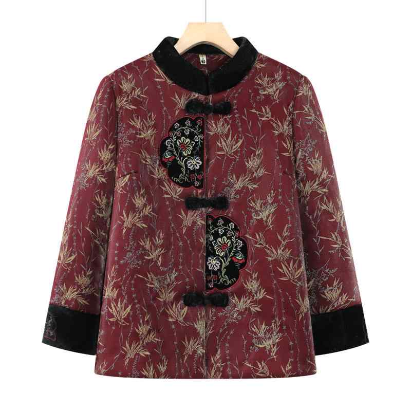コート レディース シニア ミセス 中綿ジャケット 厚手 裏ボア 防寒 立ち襟 ゆったり チャイナジャケット 唐装 チャイナボタン 中華風 エスニック レトロ 冬物