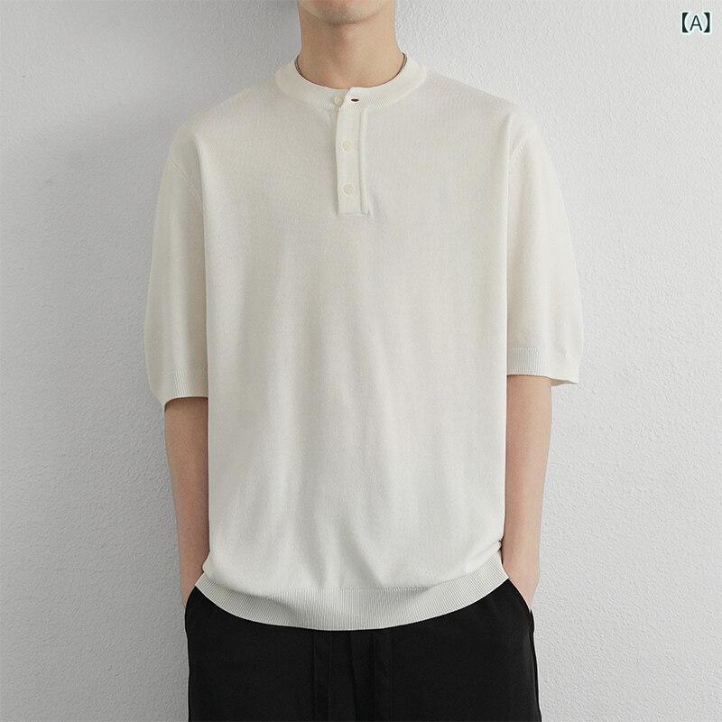 Tシャツ メンズ 半袖 クルーネック カットソー トップス プルオーバー 無地 ベーシック ジャストフィット ビスコース混紡 ソフトな肌触り シワになりにくい イージーケア 夏 普段使い