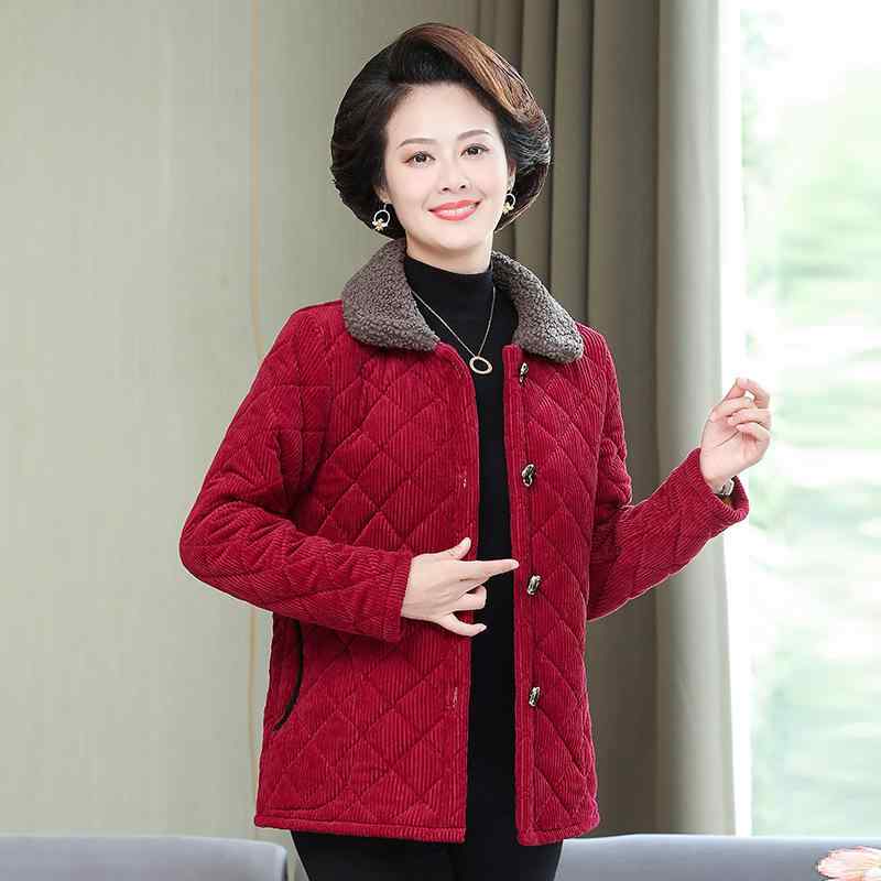 中綿ジャケット 婦人 ミセス 秋冬 ショート丈 裏ボア 厚手 防寒 あったか 保温 上品 おしゃれ アウター コート 普段使い ポリエステル ワインレッド