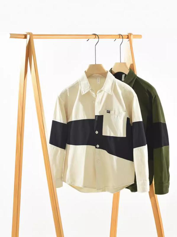シャツ メンズ 秋冬 長袖 切り替えカラー スタイリッシュ カジュアル 普段使い スリムフィット レギュ..