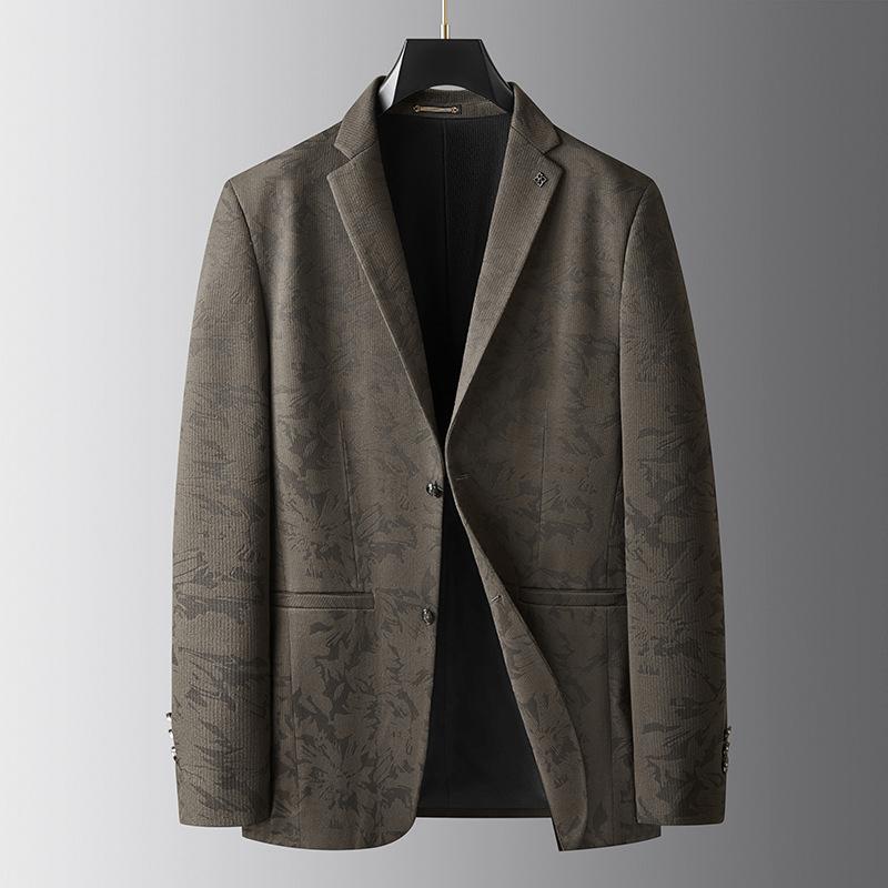 テーラードジャケット メンズ 大きいサイズ ビッグサイズ ゆったり 春秋 ビジネス カジュアル オフィスカジュアル シングルブレスト 2つボタン チェック柄 ポリエステル混紡 ブラウン 普段使い