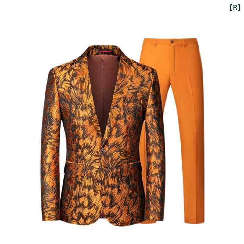 スーツ メンズ 男性用 ファッション 個性的 ジャカード織り シングルブレスト 1つボタン スリムフィット 薄手 レーヨン混紡 ツーピース 2点セット ピンク ビジネス ステージ衣装 舞台 演出 宴会 パーティー 結婚式 ウェディング フォーマル