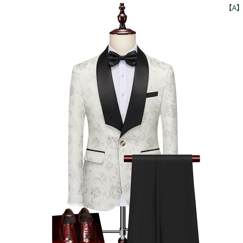 スーツ メンズ 男性用 ビジネス カジュアル 秋冬 トレンド おしゃれ セットアップ 2点セット 柄物 スリムフィット ノッチドラペル 礼服 フォーマル ブラック レッド ブルー