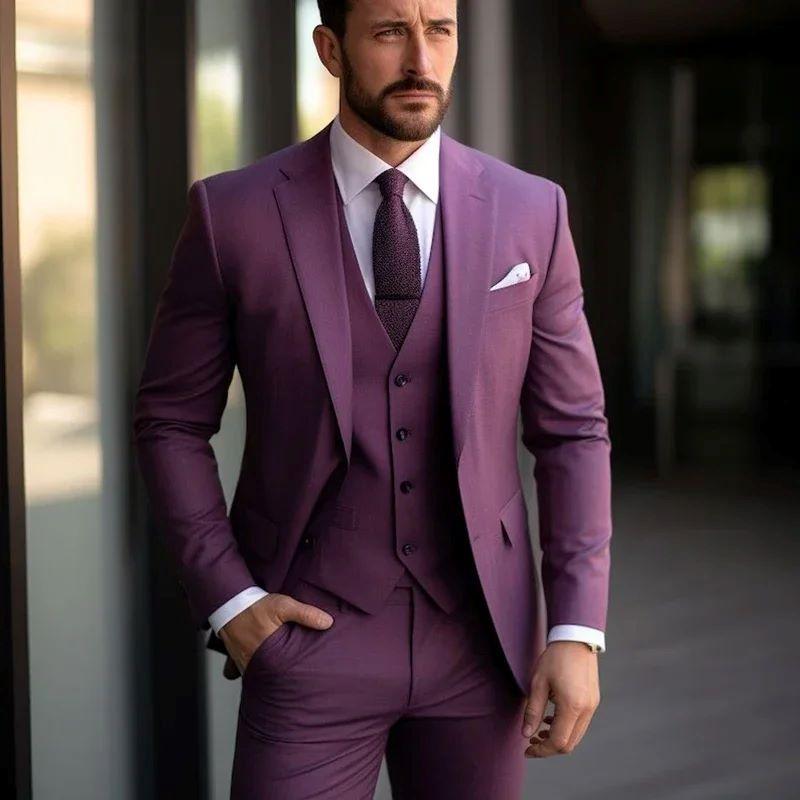 スーツ メンズ スリーピース セットアップ ビジネス ライトビジネス カジュアル 結婚式 披露宴 パーティー フォーマル スリムフィット 細身シルエット 綿混 アセテート混紡 春秋