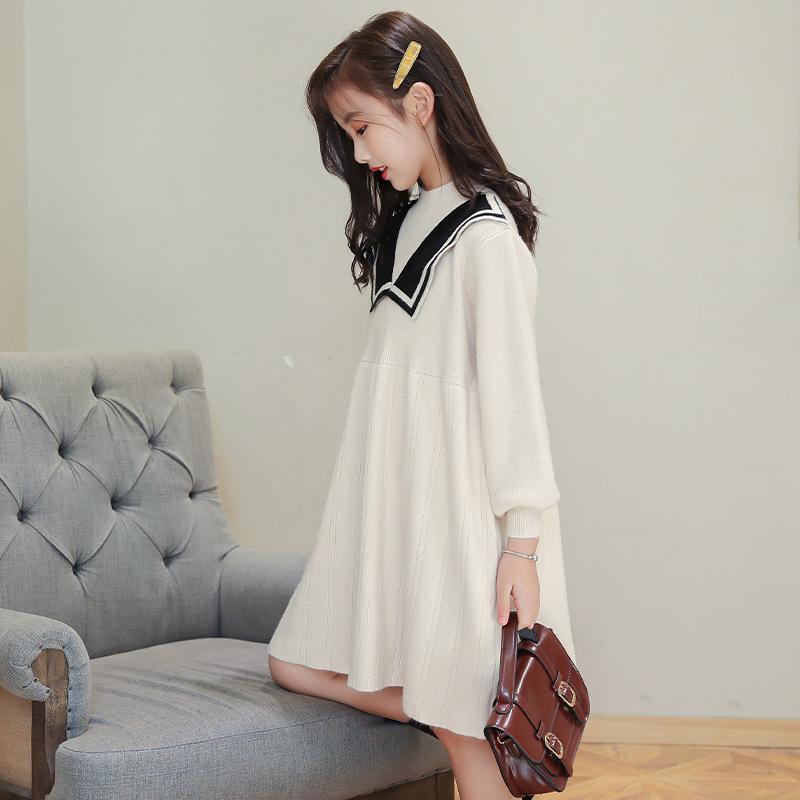 ニットワンピース 女の子 ジュニア ガールズ ロング丈 長袖 秋冬 親子コーデ 親子お揃い ベーシック ゆ..