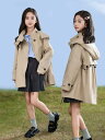 キッズ 女の子 ガールズ トレンチコート 親子コーデ 親子リンク ブリティッシュスタイル 韓国ファッション テーラードカラー フード付き ファスナー ミドル丈 ...