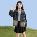 キッズ 男の子 女の子 デニムジャケット Gジャン レトロ 刺しゅう 親子コーデ 綿 コットン 韓国風 おしゃれ キャラクター 動物 英字 切り替え シングルボ...