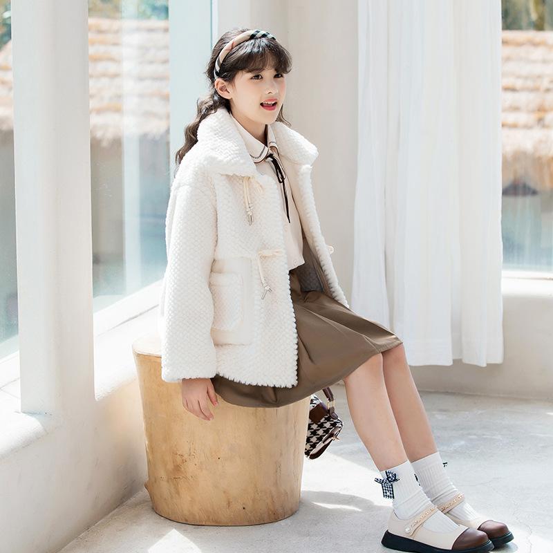コート 女の子 キッズ 中大童 アウター ボア フリース フェイクファー 厚手 暖かい 防寒 韓国風 無地 ..