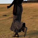 スカート レディース 千鳥格子 白黒 マーメイド タイト ハイウエスト 細見え 上品 エレガント ロング丈 小柄向け 秋冬 通勤 オフィス