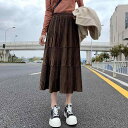 スカート レディース 秋冬 Aライン ロング丈 厚手 ポリエステル 無地 切り替え 体型カバー 低身長 小柄 ニットコーデ 普段使い 通勤 オフィス エレガント きれいめ