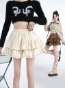 ミニスカート レディース ふんわりティアード ベロア Aラインフレア ハイウエスト フリル 細見え 体型カバー 透け防止 春秋冬 上品 きれいめ カジュアル デート お出かけ 黒 白 ブラウン ベージュ ショート丈