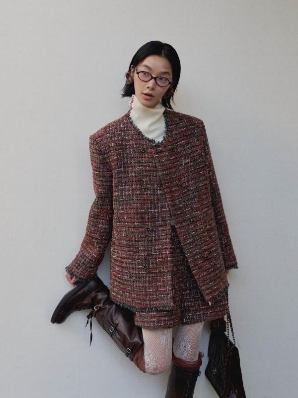 ジャケット レディース 羊毛 ウール ラウンドネック テーラードジャケット ミドル丈 厚手 中綿入り 高..