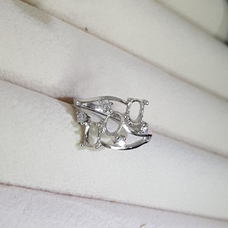 指輪 レディース S925シルバーメッキ パヴェセッティング 空枠 ハンドメイド 幾何学デザイン ファセッ..