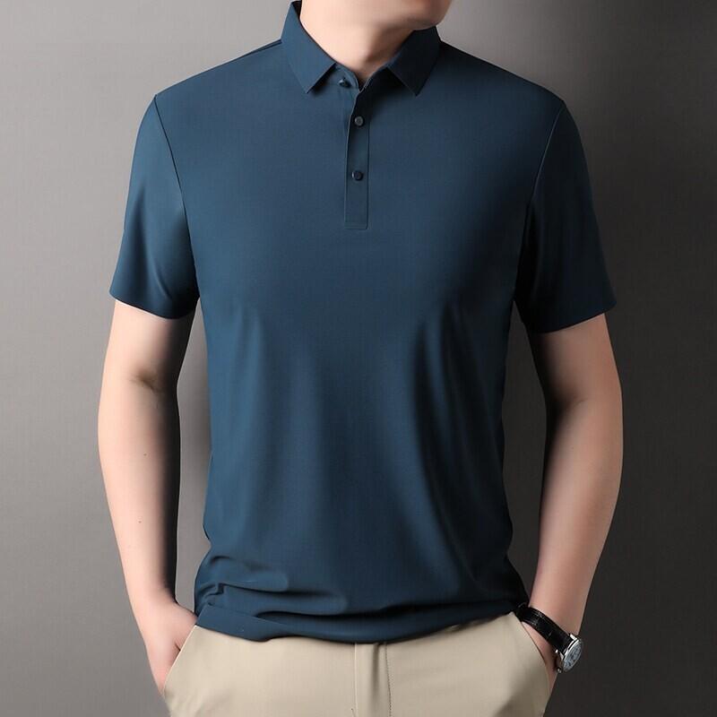 ポロシャツ メンズ 半袖 無地 スリムフィット カジュアル 通勤用 デイリー 定番 ベーシック ウォッシュ加工 化学繊維混紡 ナイロン混 ..