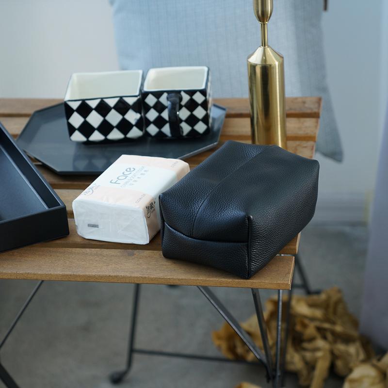 ティッシュケース 本革 牛革 レザー 多機能 ボックス 防水 おしゃれ 高級感 モダン シンプル ライチ柄 ..